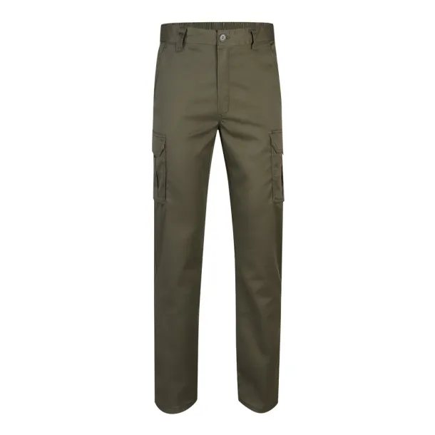 VL LUGH Multi-pocket stretch trousers (240g/m²) in cotton (46%), EME (38%) and polyester (16%) Army green