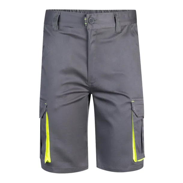 VL HEMERA Two-tone, multi-pocket stretch Bermuda shorts (240g/m²), in cotton (46%), EME (38%) and polyester (16%) Grey Yellow