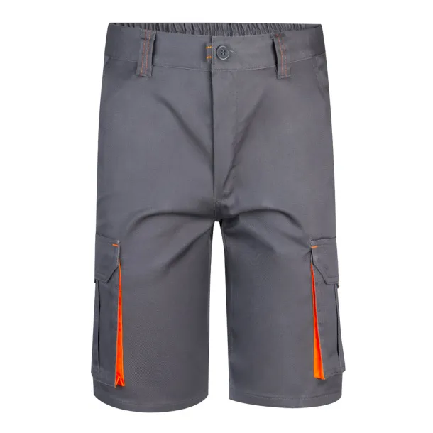 VL HEMERA Two-tone, multi-pocket stretch Bermuda shorts (240g/m²), in cotton (46%), EME (38%) and polyester (16%) Grey Orange