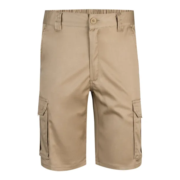 VL HEBE Multi-pocket stretch Bermuda shorts (240g/m²), in cotton (46%), EME (38%) and polyester (16%) Light natural