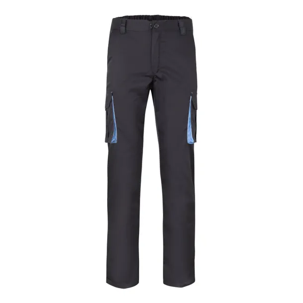 VL FIDES Two-tone, multi-pocket stretch trousers (240g/m²), in cotton (46%), EME (38%) and polyester (16%) Black Light blue