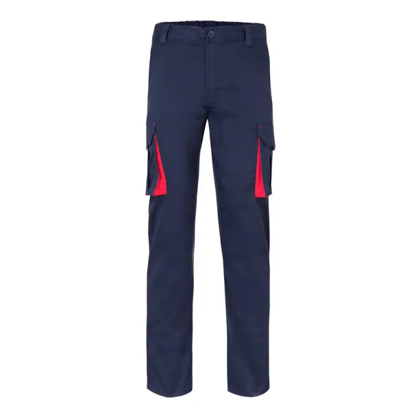 VL FIDES Two-tone, multi-pocket stretch trousers (240g/m²), in cotton (46%), EME (38%) and polyester (16%) Navy Blue Red