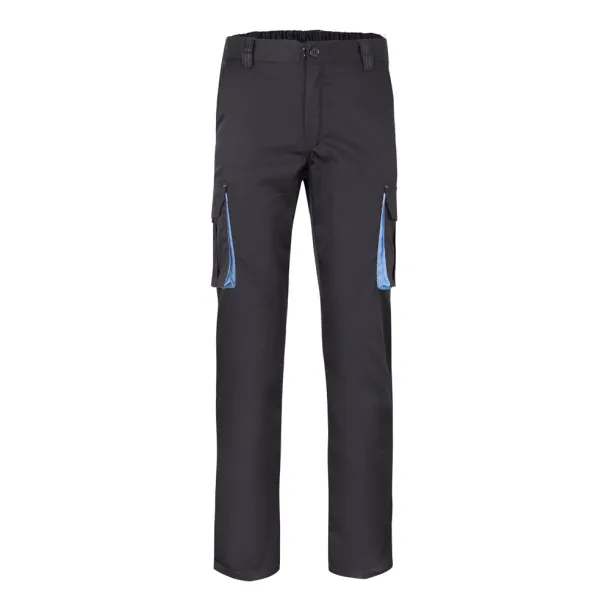 VL FIDES Two-tone, multi-pocket stretch trousers (240g/m²), in cotton (46%), EME (38%) and polyester (16%) Grey Light blue