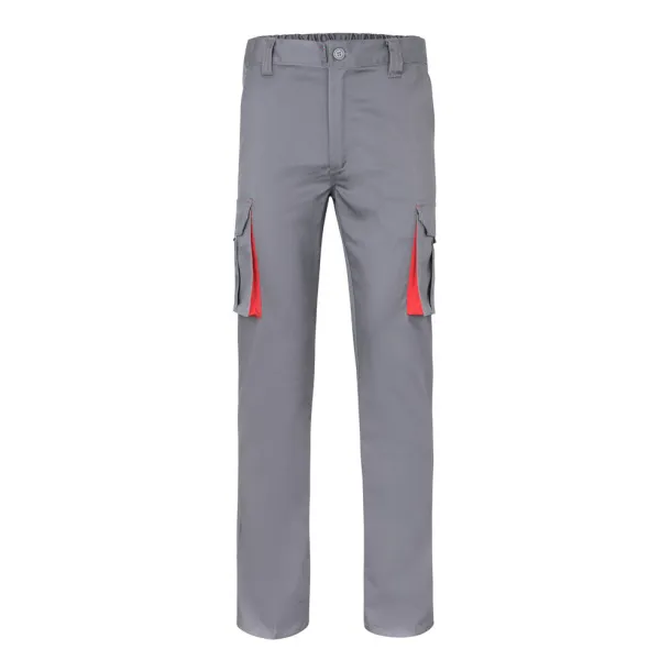 VL FIDES Two-tone, multi-pocket stretch trousers (240g/m²), in cotton (46%), EME (38%) and polyester (16%) Grey Red