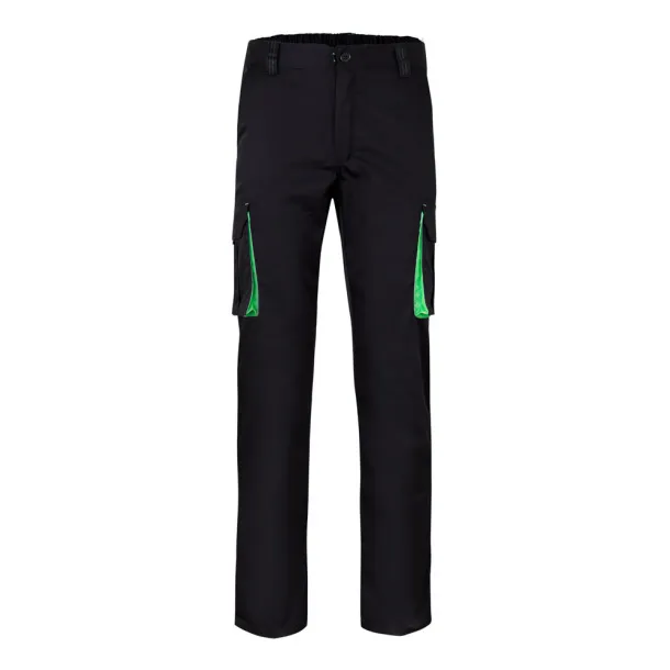 VL FIDES Two-tone, multi-pocket stretch trousers (240g/m²), in cotton (46%), EME (38%) and polyester (16%) Black Green