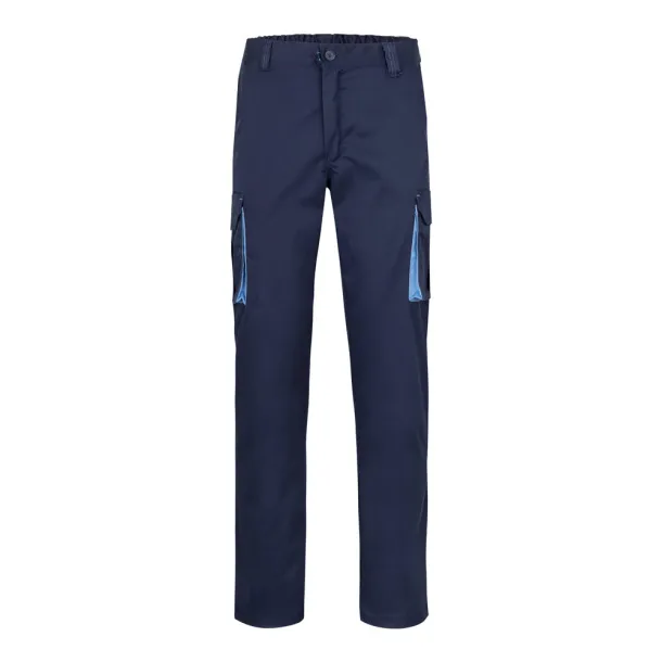 VL FIDES Two-tone, multi-pocket stretch trousers (240g/m²), in cotton (46%), EME (38%) and polyester (16%) Navy Blue Light blue