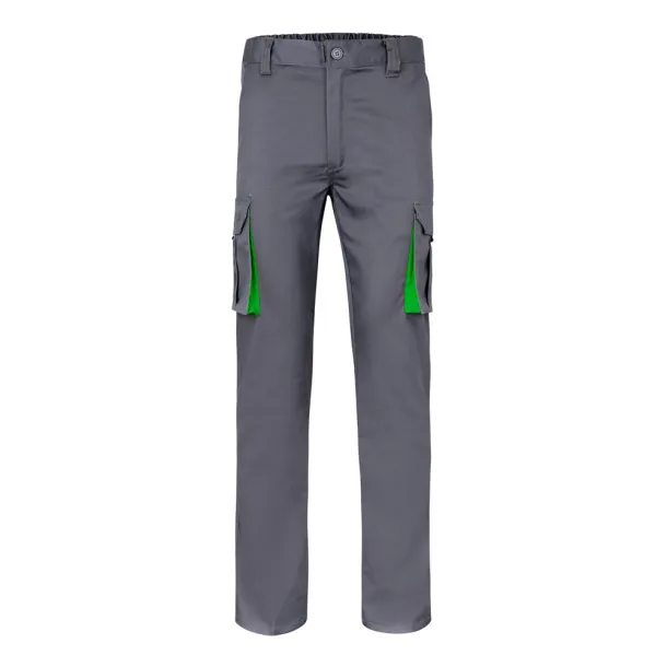 VL FIDES Two-tone, multi-pocket stretch trousers (240g/m²), in cotton (46%), EME (38%) and polyester (16%) Grey Green