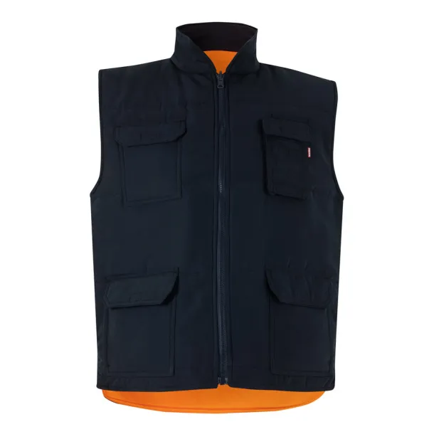 VL DIANA Padded vest (220g/m²), reversible and multi-pocket, in polyester (100%), with zip fastening and reversible puller Orange