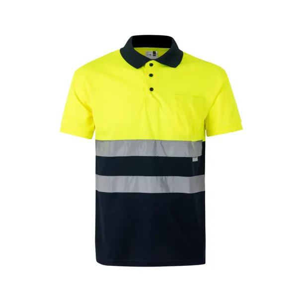 VL CUPID Two-tone bird-eye polo shirt (160g/m²) with short sleeves, in polyester (100%) Navy Blue Yellow