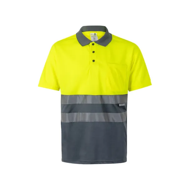 VL CUPID Two-tone bird-eye polo shirt (160g/m²) with short sleeves, in polyester (100%) Grey Yellow