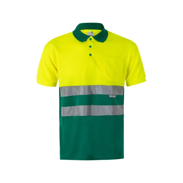 VL CUPID Two-tone bird-eye polo shirt (160g/m²) with short sleeves, in polyester (100%) Green Yellow