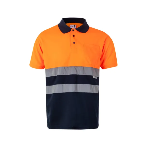 VL CUPID Two-tone bird-eye polo shirt (160g/m²) with short sleeves, in polyester (100%) Navy Blue Orange