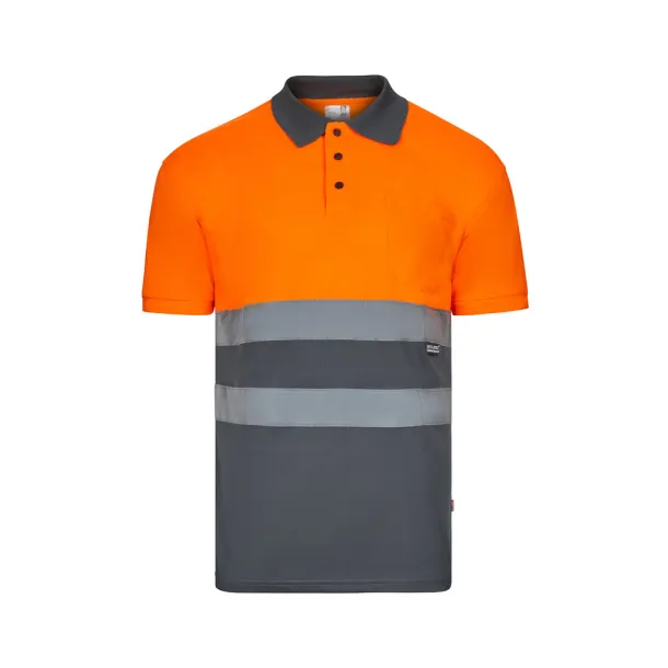 VL CUPID Two-tone bird-eye polo shirt (160g/m²) with short sleeves, in polyester (100%) Grey Orange