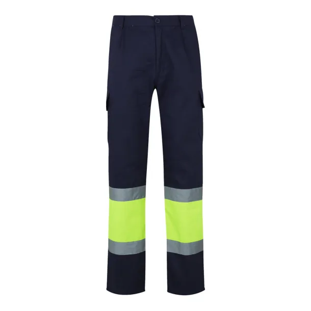 VL POSEIDON Two-tone multi-pocket twill trousers (210g/m²), in cotton (20%) and polyester (80%) Navy Blue Yellow