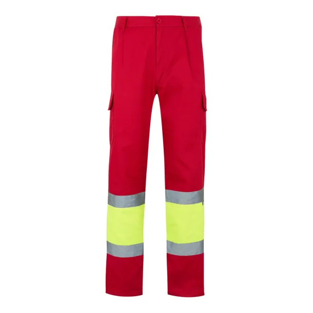 VL POSEIDON Two-tone multi-pocket twill trousers (210g/m²), in cotton (20%) and polyester (80%) Red Yellow