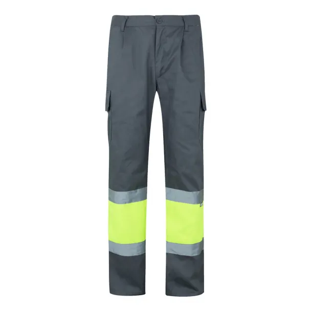 VL POSEIDON Two-tone multi-pocket twill trousers (210g/m²), in cotton (20%) and polyester (80%) Grey Yellow