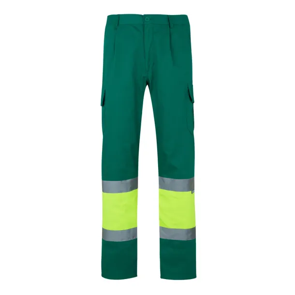 VL POSEIDON Two-tone multi-pocket twill trousers (210g/m²), in cotton (20%) and polyester (80%) Green Yellow