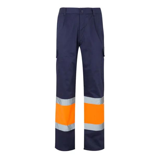 VL POSEIDON Two-tone multi-pocket twill trousers (210g/m²), in cotton (20%) and polyester (80%) Navy Blue Orange