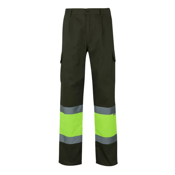 VL POSEIDON Two-tone multi-pocket twill trousers (210g/m²), in cotton (20%) and polyester (80%) Army green Yellow