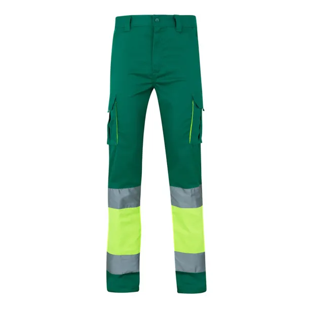 VL ZEUS LARGE Two-tone, multi-pocket stretch trousers (240g/m²), in cotton (46%), EME (38%) and polyester (16%) Green Yellow