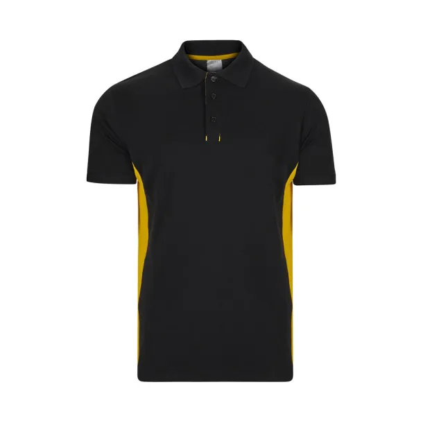 VL SUPAY Two-tone piqué polo shirt (180g/m²), short sleeve, in cotton (60%) and polyester (40%) Black Yellow