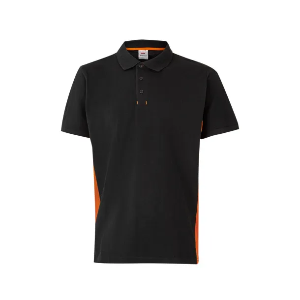 VL SUPAY Two-tone piqué polo shirt (180g/m²), short sleeve, in cotton (60%) and polyester (40%) Black Orange