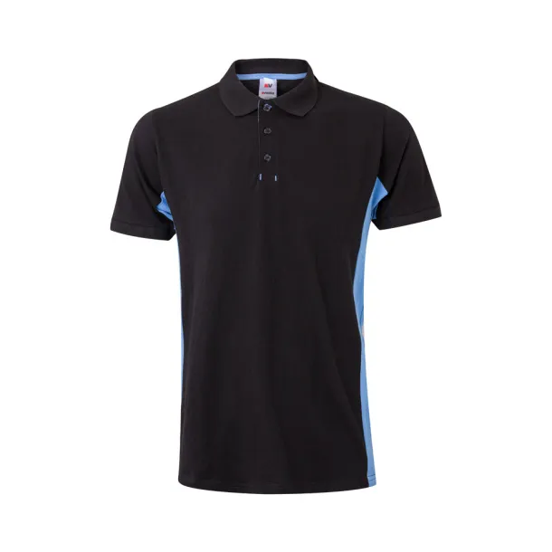 VL SUPAY Two-tone piqué polo shirt (180g/m²), short sleeve, in cotton (60%) and polyester (40%) Black Light blue