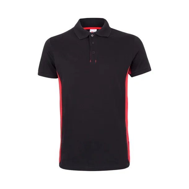 VL SUPAY Two-tone piqué polo shirt (180g/m²), short sleeve, in cotton (60%) and polyester (40%) Black Red