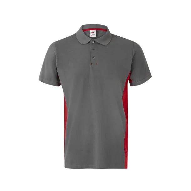 VL SUPAY Two-tone piqué polo shirt (180g/m²), short sleeve, in cotton (60%) and polyester (40%) Grey Red