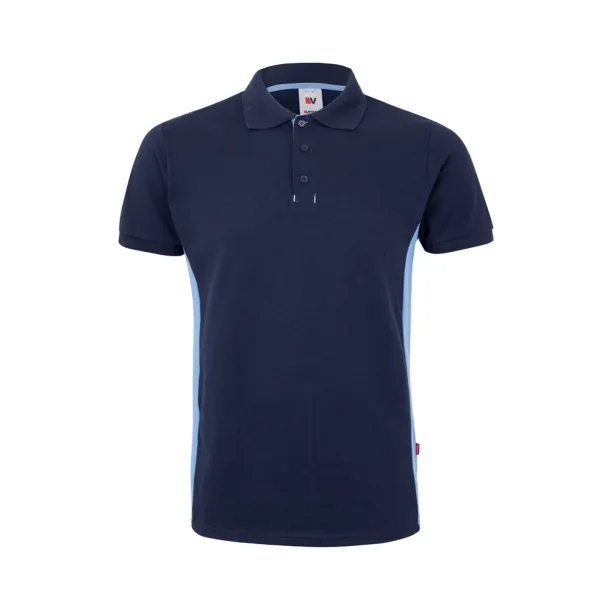 VL SUPAY Two-tone piqué polo shirt (180g/m²), short sleeve, in cotton (60%) and polyester (40%) Navy Blue Light blue