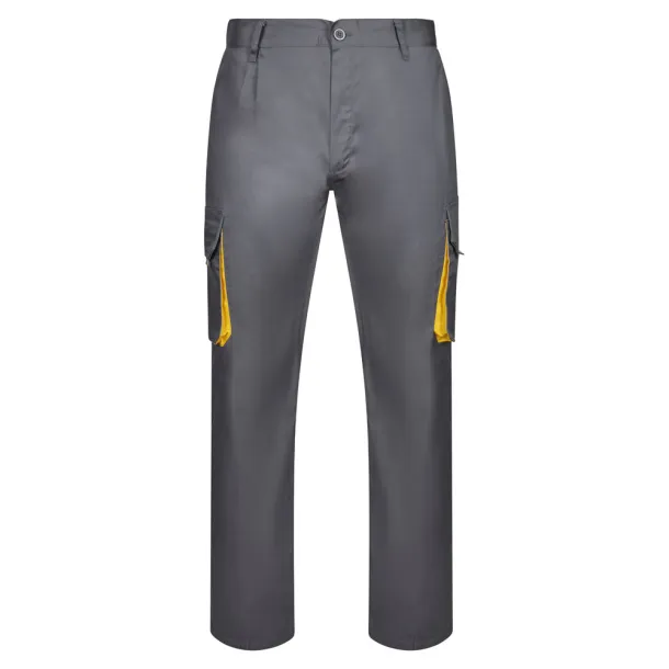 VL HYPNOS Two-tone multi-pocket twill trousers (200g/m²), in cotton (35%) and polyester (65%) Grey Yellow