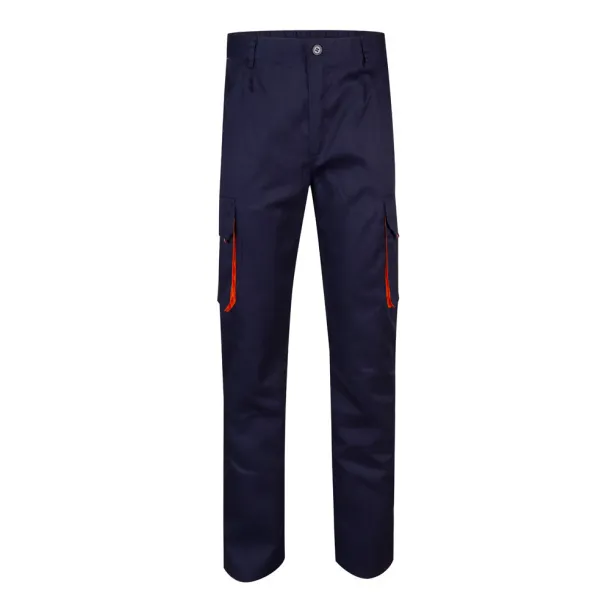 VL HYPNOS Two-tone multi-pocket twill trousers (200g/m²), in cotton (35%) and polyester (65%) Navy Blue Orange