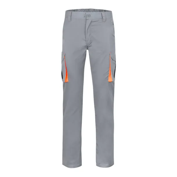 VL HYPNOS Two-tone multi-pocket twill trousers (200g/m²), in cotton (35%) and polyester (65%) Grey Orange