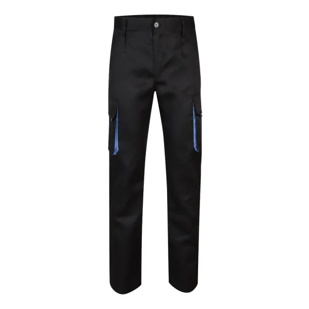 VL HYPNOS Two-tone multi-pocket twill trousers (200g/m²), in cotton (35%) and polyester (65%) Black Light blue