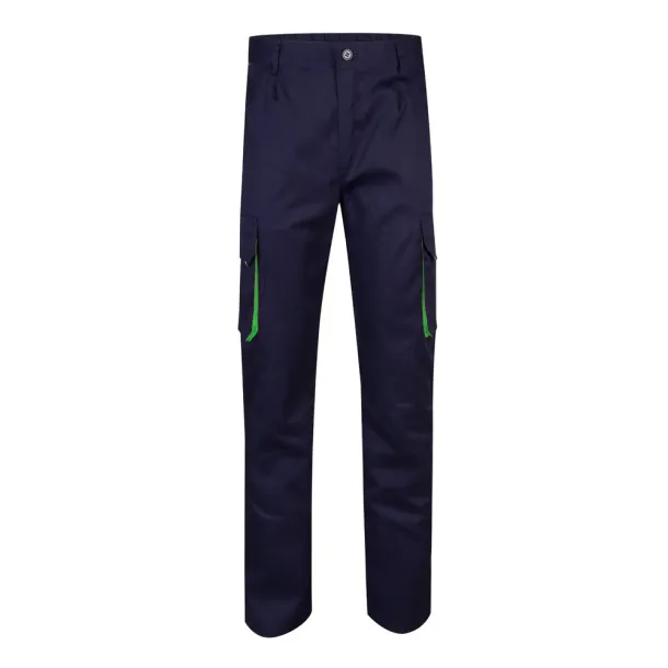 VL HYPNOS Two-tone multi-pocket twill trousers (200g/m²), in cotton (35%) and polyester (65%) Navy Blue Green