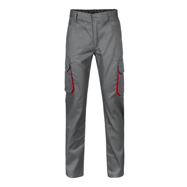 VL HYPNOS Two-tone multi-pocket twill trousers (200g/m²), in cotton (35%) and polyester (65%) Grey Red