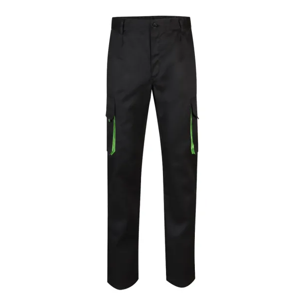 VL HYPNOS Two-tone multi-pocket twill trousers (200g/m²), in cotton (35%) and polyester (65%) Black Green