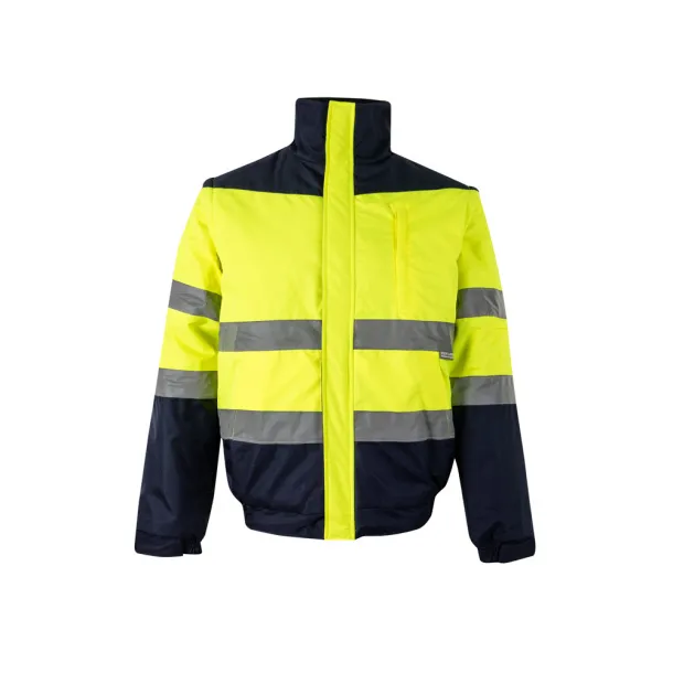 VL JUPITER LARGE Two-tone padded jacket (180g/m²) in polyester (100%), with PU coating Navy Blue Yellow