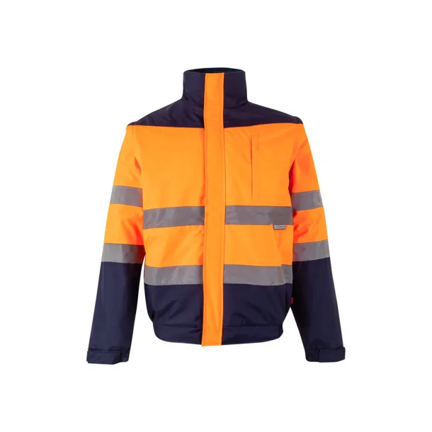 VL JUPITER LARGE Two-tone padded jacket (180g/m²) in polyester (100%), with PU coating Navy Blue Orange