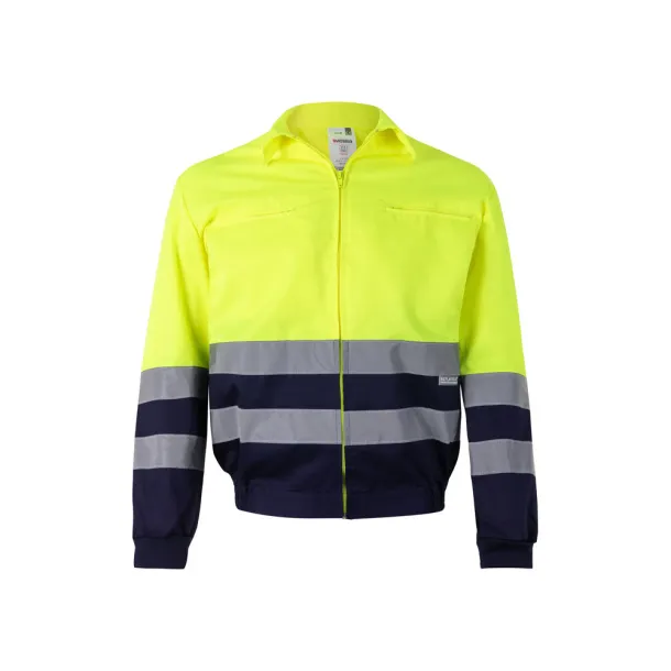 VL NEPTUNE Two-tone twill jacket (210g/m²) in polyester (80%) and cotton (20%) Navy Blue Yellow