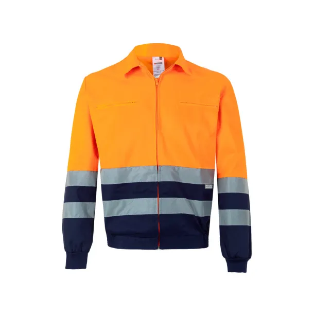 VL NEPTUNE Two-tone twill jacket (210g/m²) in polyester (80%) and cotton (20%) Navy Blue Orange