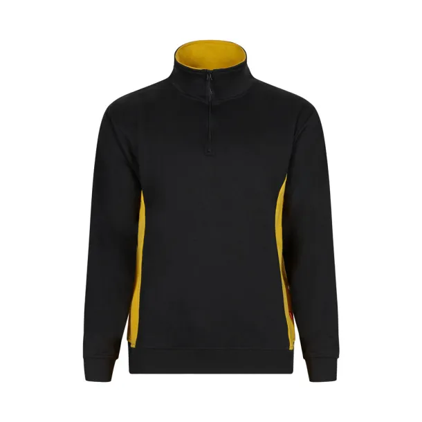 VL SVAROG Two-tone terry sweatshirt (260g/m²), in polyester (65%) and cotton (35%) Black Yellow