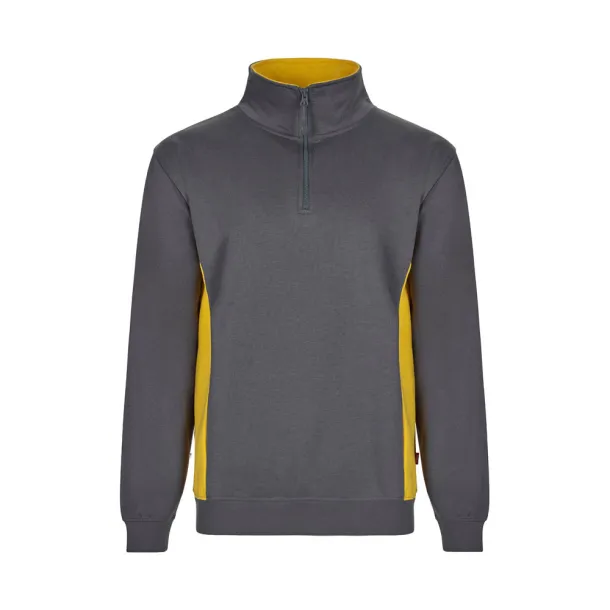 VL SVAROG Two-tone terry sweatshirt (260g/m²), in polyester (65%) and cotton (35%) Grey Yellow