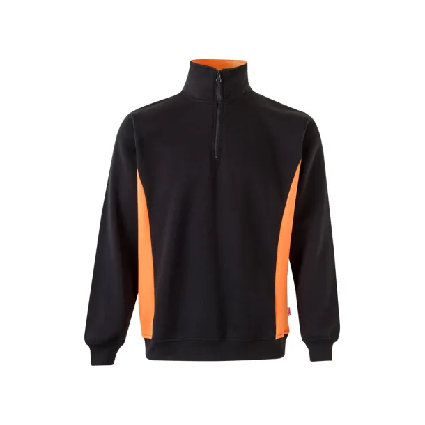 VL SVAROG Two-tone terry sweatshirt (260g/m²), in polyester (65%) and cotton (35%) Black Orange