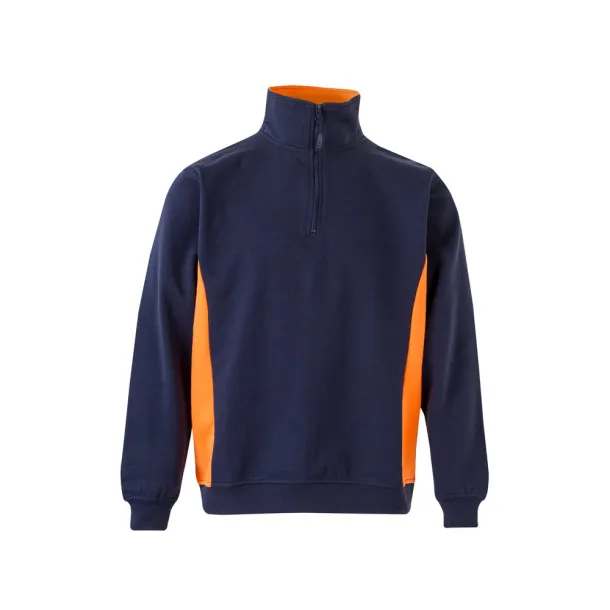 VL SVAROG Two-tone terry sweatshirt (260g/m²), in polyester (65%) and cotton (35%) Navy Blue Orange