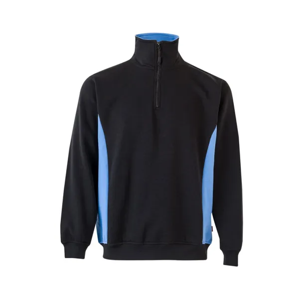 VL SVAROG Two-tone terry sweatshirt (260g/m²), in polyester (65%) and cotton (35%) Black Light blue