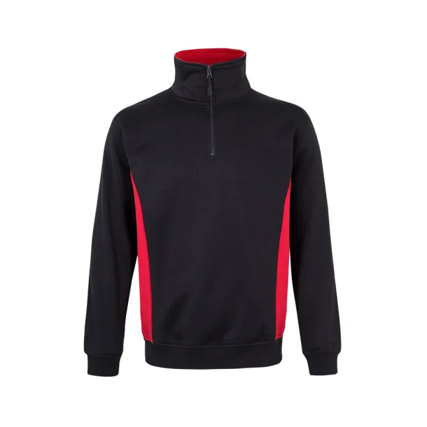 VL SVAROG Two-tone terry sweatshirt (260g/m²), in polyester (65%) and cotton (35%) Black Red