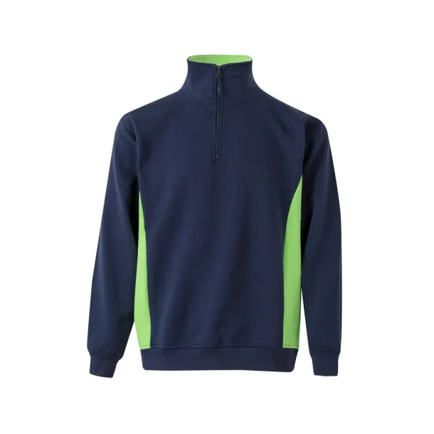 VL SVAROG Two-tone terry sweatshirt (260g/m²), in polyester (65%) and cotton (35%) Navy Blue Green