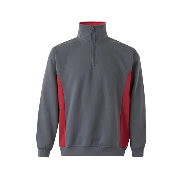 VL SVAROG Two-tone terry sweatshirt (260g/m²), in polyester (65%) and cotton (35%) Grey Red