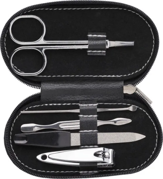 BLAKE PVC pouch with manicure set Crna